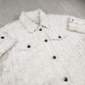 Pilcro Jacket Women Medium Fluffy Corduroy Trucker Anthropology White Cotton